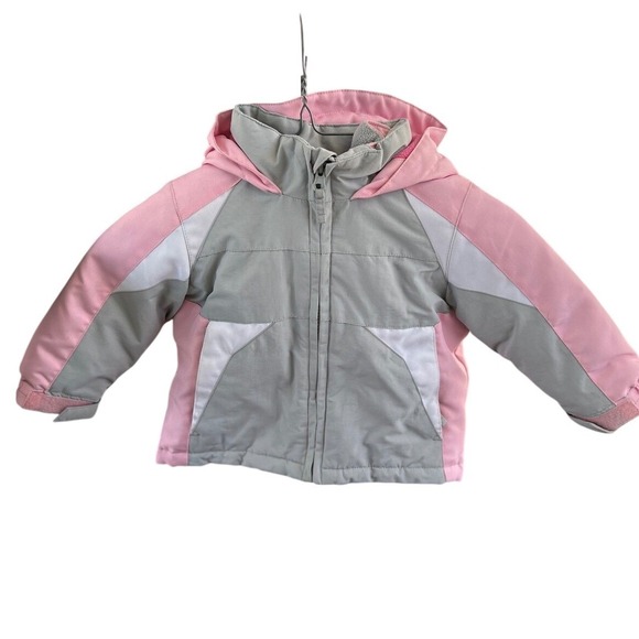 Other - Kids Pink Gray Winter Ski Jacket Hooded Insulated Warm Snow Coat 24 Month Fleece